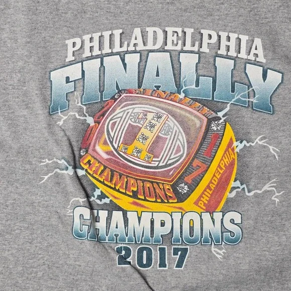 2017 Philadelphia Finally Champions T Shirt Size XL NFL Football Grey Eagles - Picture 7 of 10